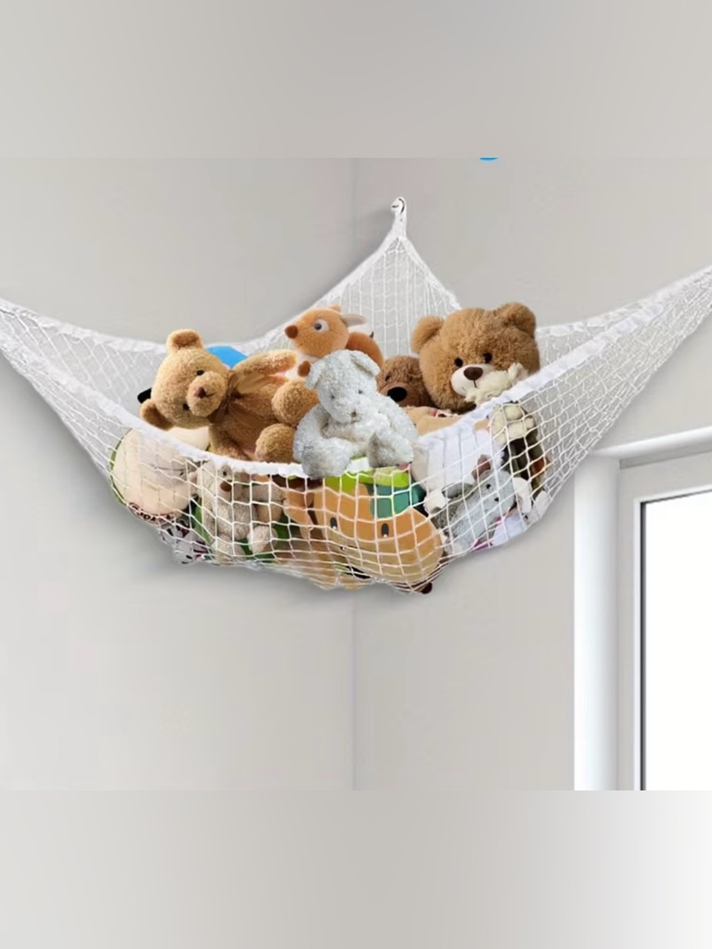 White Toy Storage Mesh Bag - Multipurpose Organizer